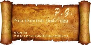 Petrikovich György névjegykártya